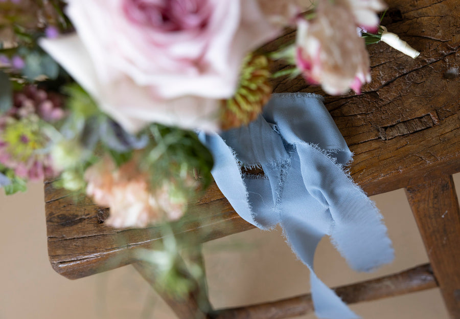 Close-Up Bridal Bouquet in Great Dixter Pastels