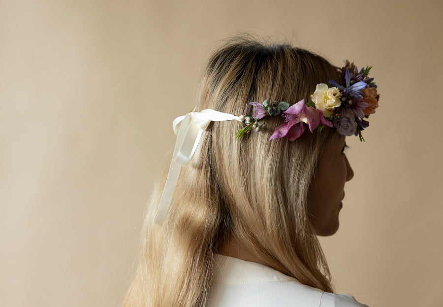 Floral Crowns in Great Dixter Pastels from backview