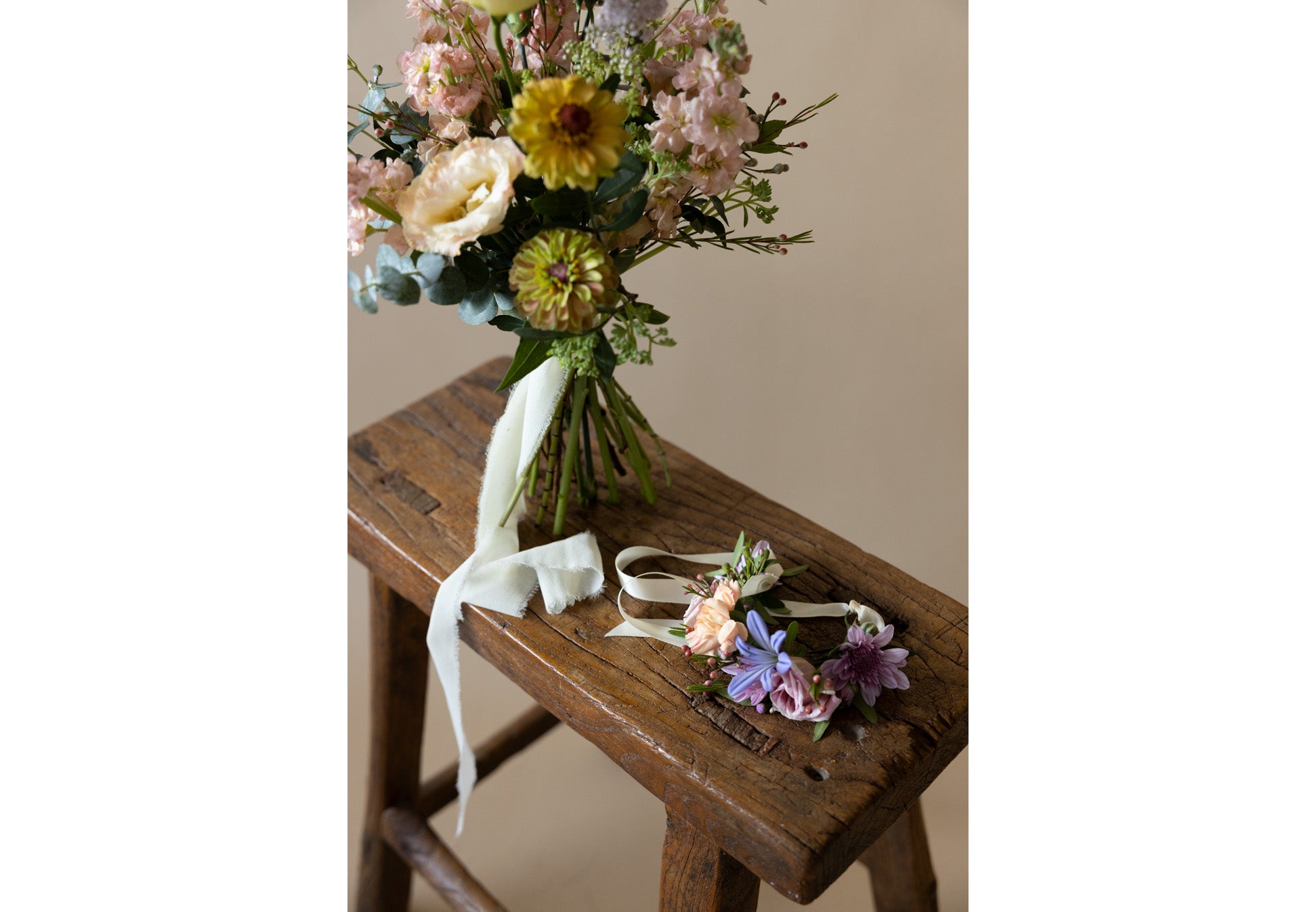 Wrist Corsages in Great Dixter Pastels