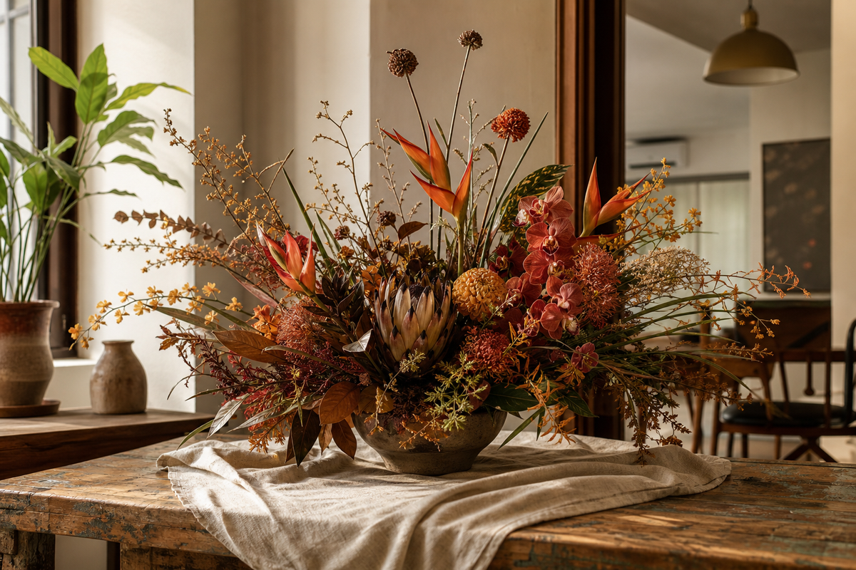 Autumn's mineral palette, handcrafted for your space