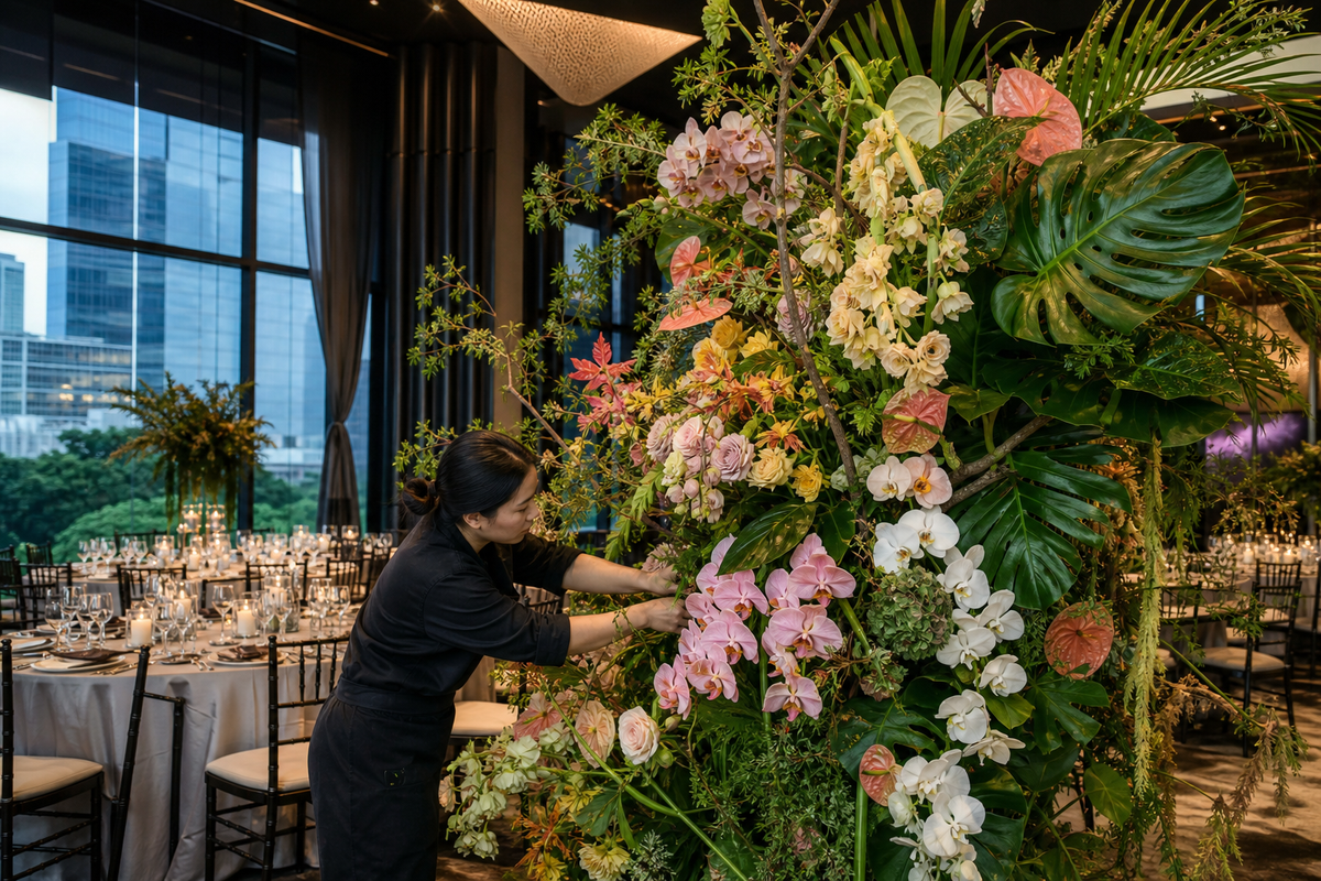 Corporate florals designed with the same care as a wedding
