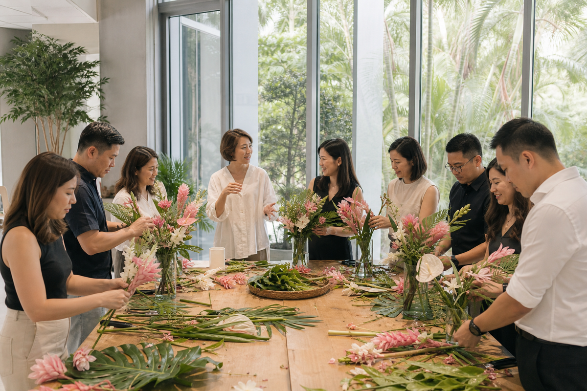 Corporate floral workshops that actually bring teams together