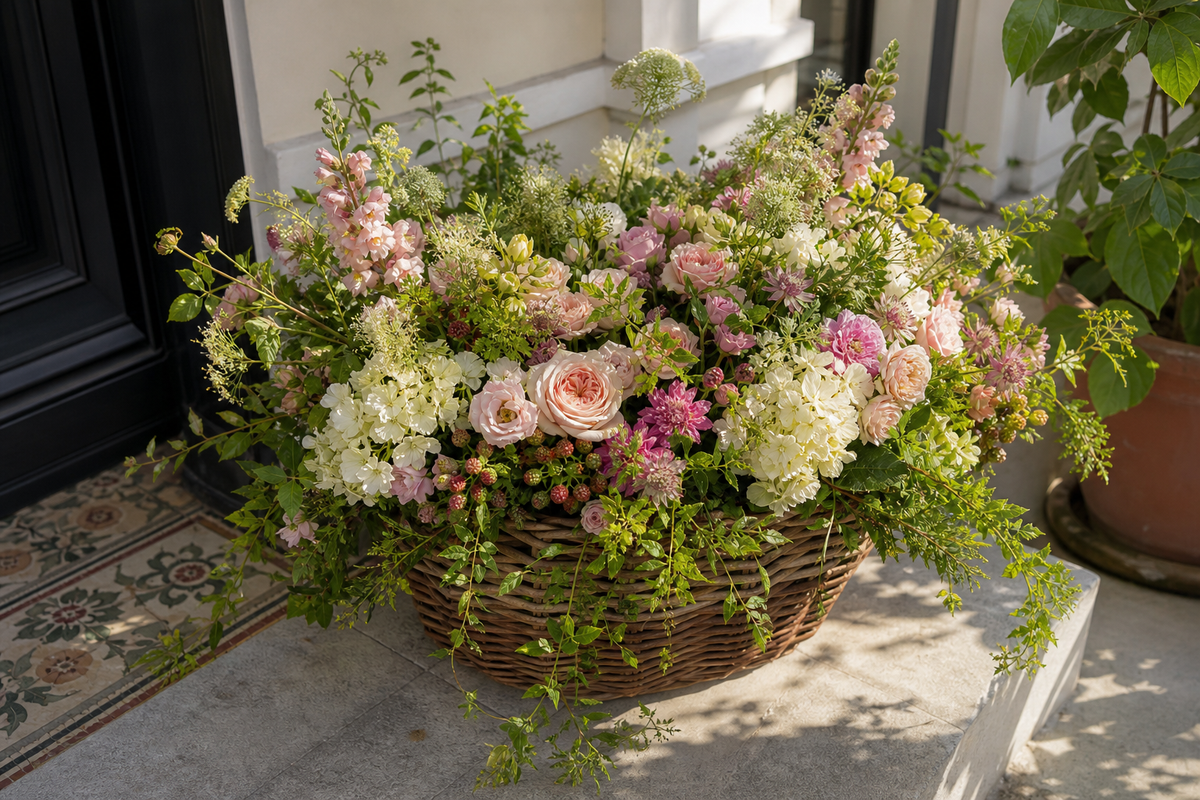 Flower baskets delivered to Singapore doorsteps, ready to give