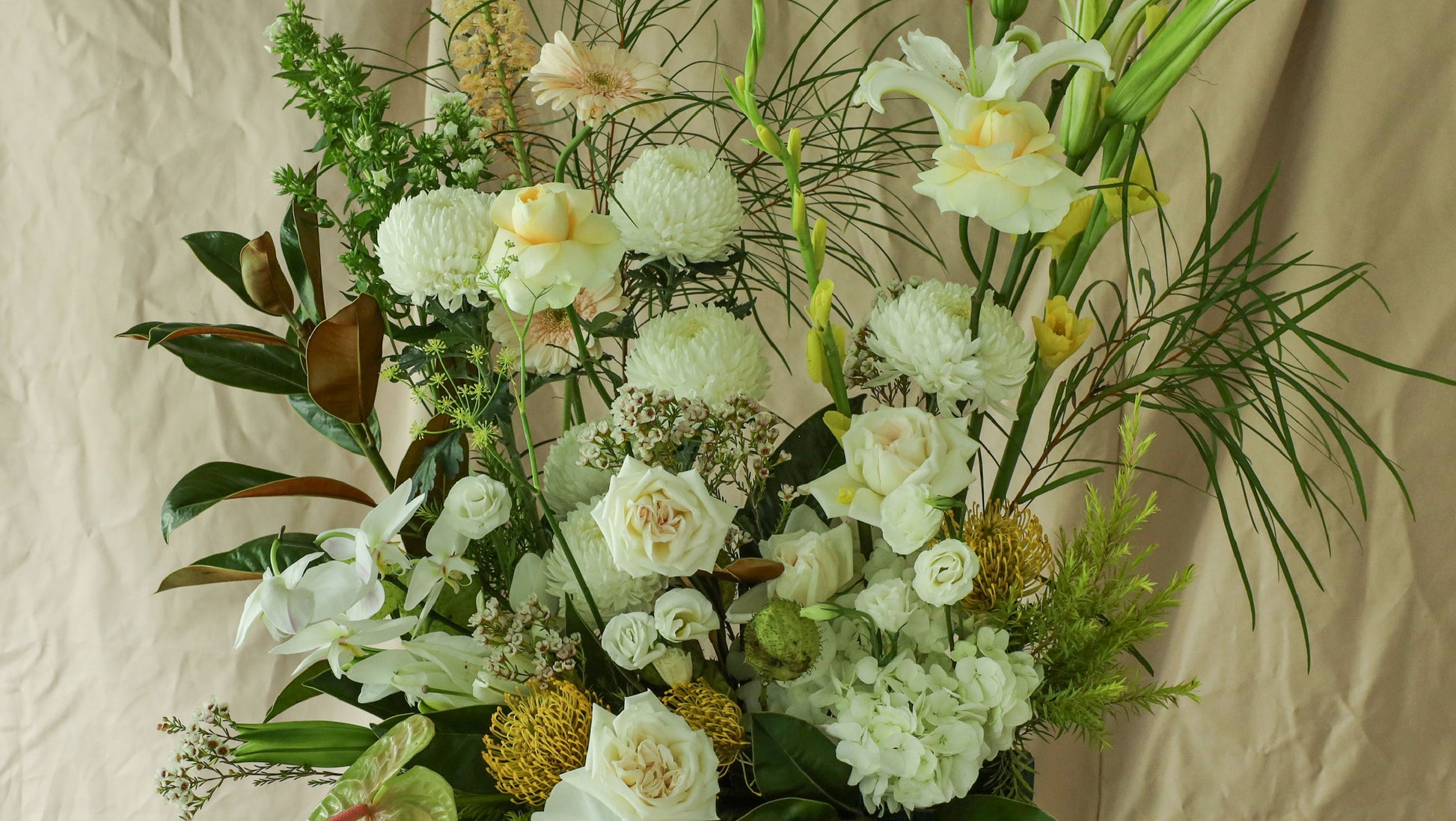 Whites and Greens Floral Stand