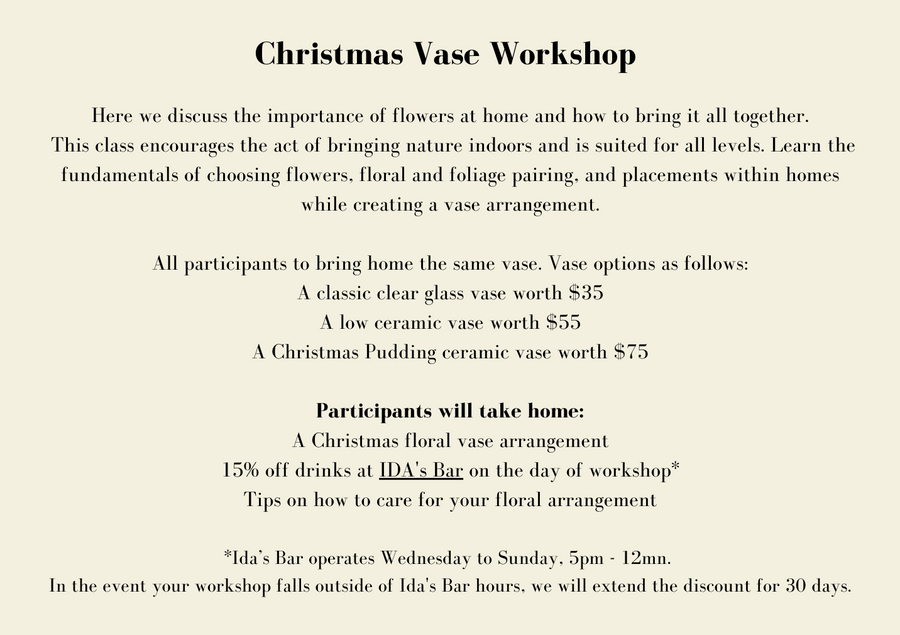 Private Christmas Vase Workshop