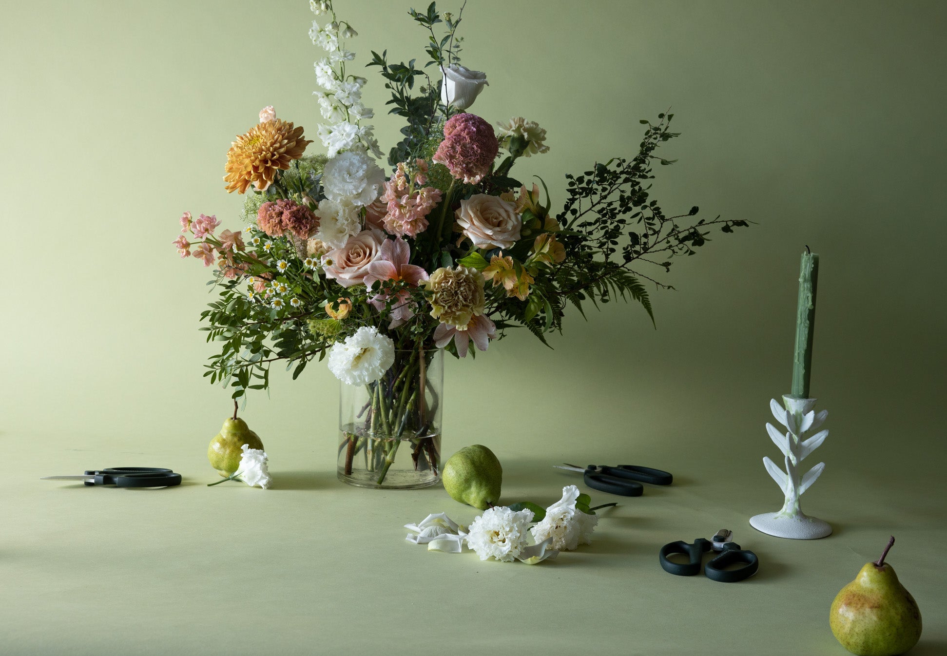 Hands-on private floral workshop by Charlotte Puxley Flowers, featuring seasonal flower arranging in Singapore.