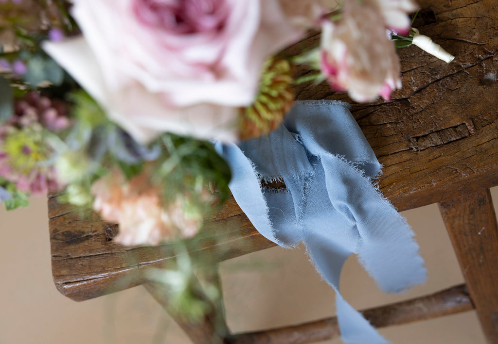 Close-Up Bridal Bouquet in Great Dixter Pastels