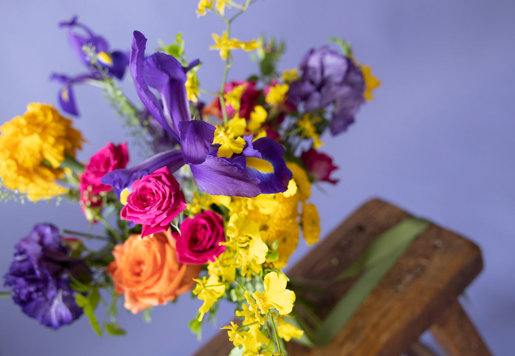 Close-up of Bridesmaids' Bouquet in Hidcote Brights