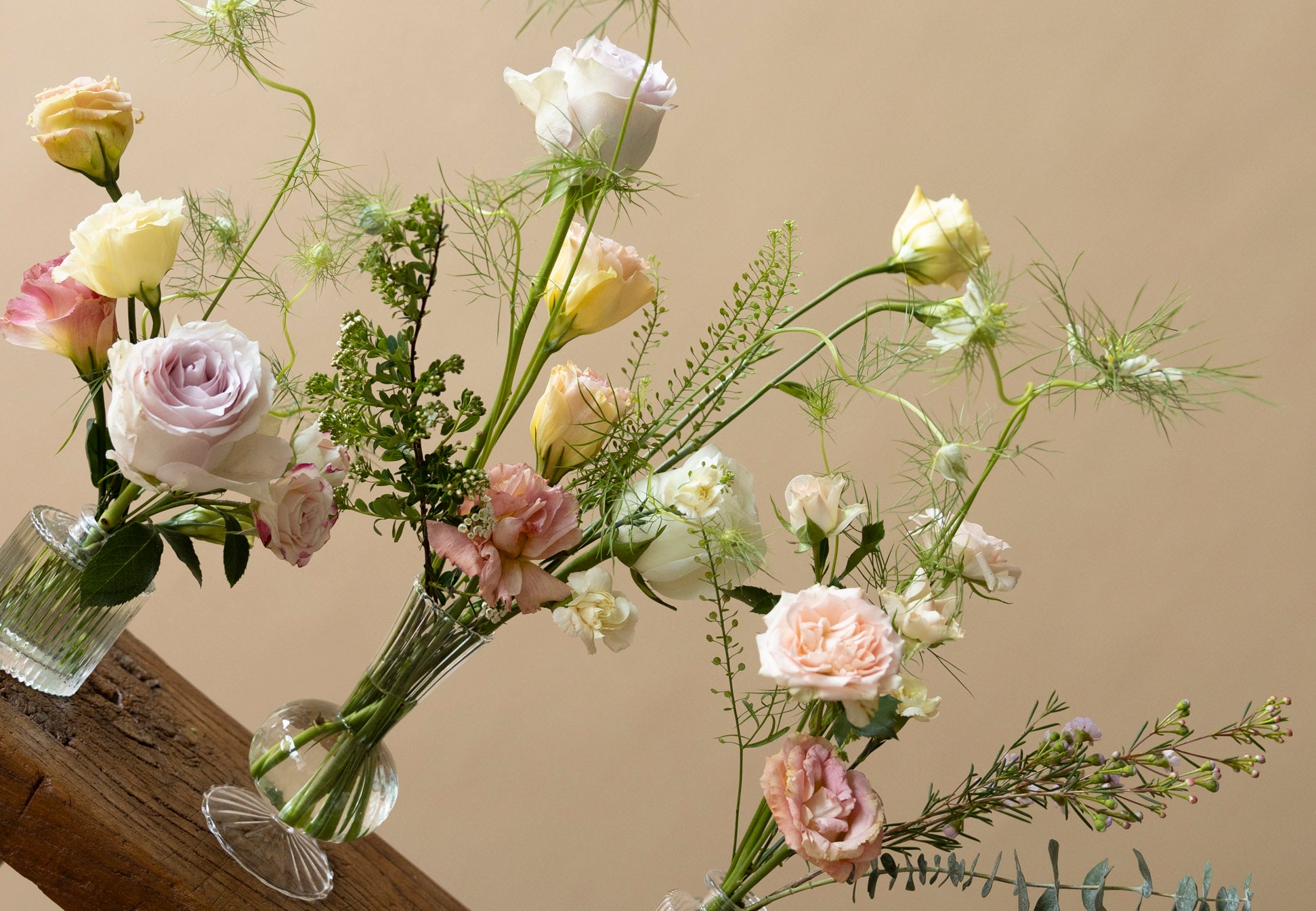 Set of Bud Vases in Great Dixter Pastels