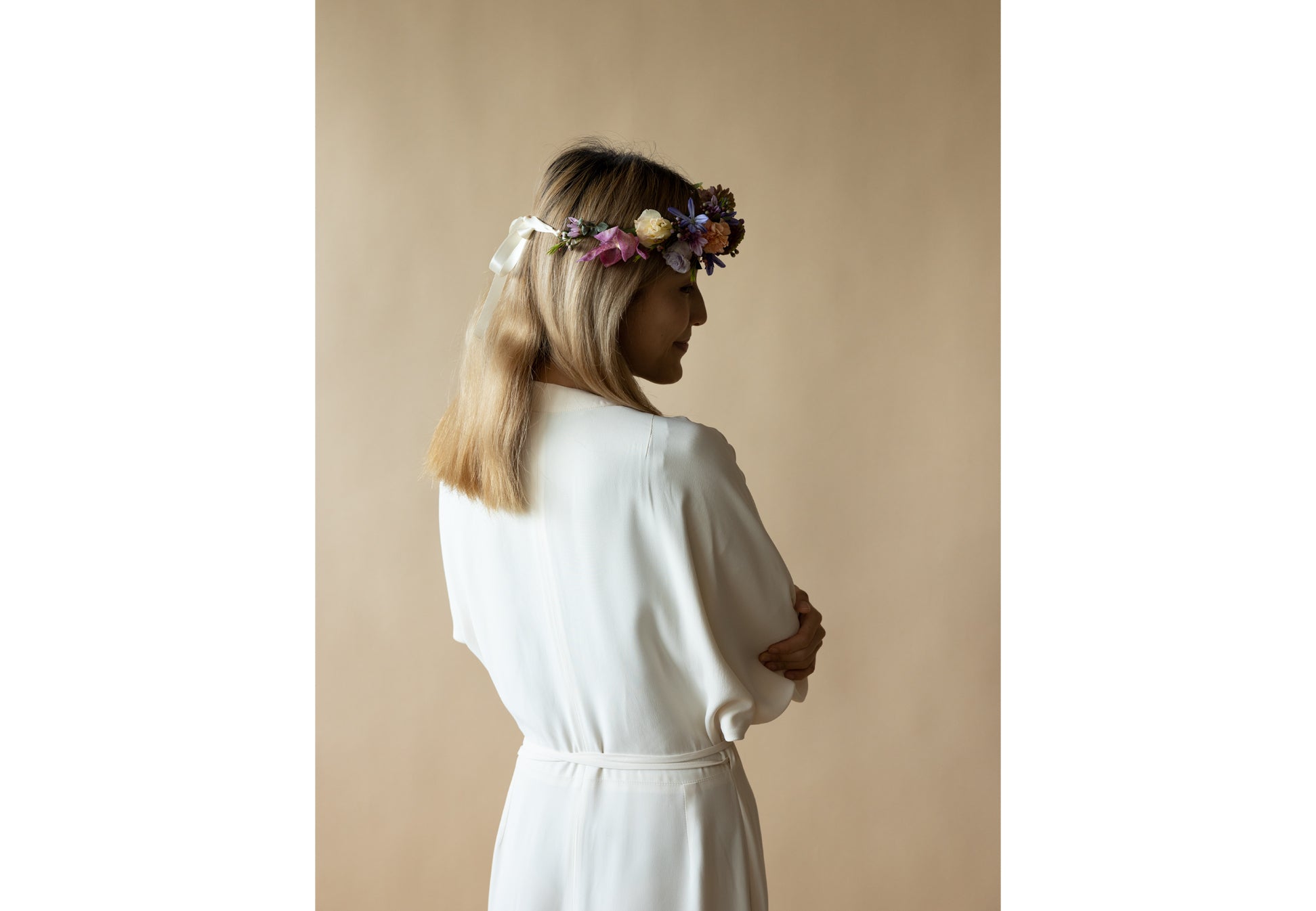 Floral Crowns in Great Dixter Pastels on A Lady's Head
