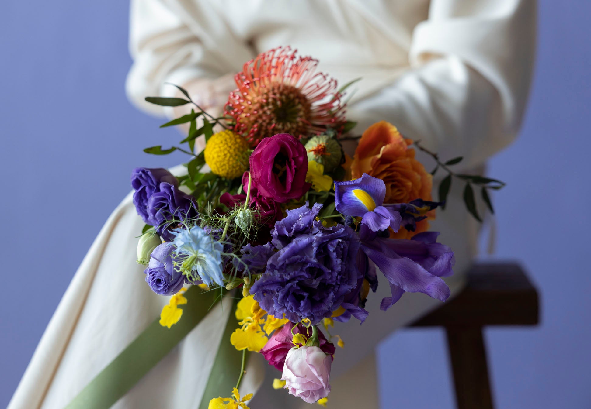 A Lady with Bridal Bouquet in Hidcote Brights