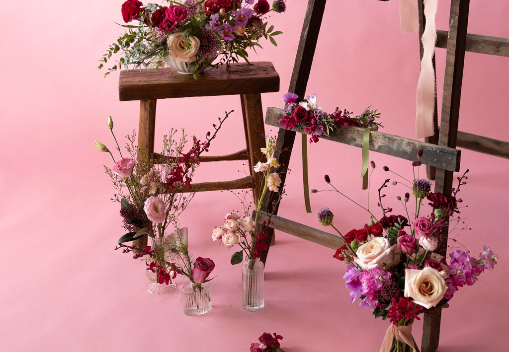 Bud Vases in Hampton Court Reds