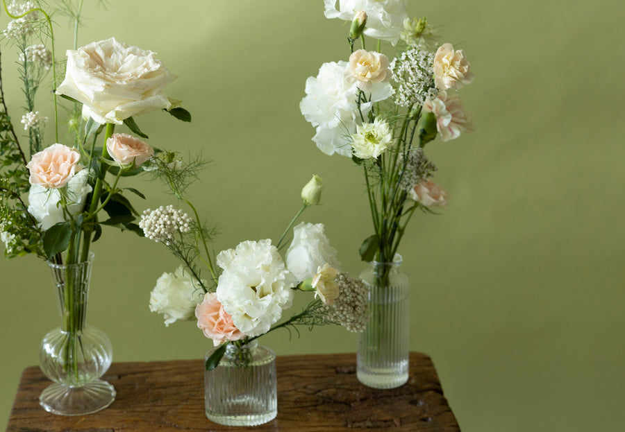 Bud Vases in Sissinghurst White by Charlotte Puxley Flowers