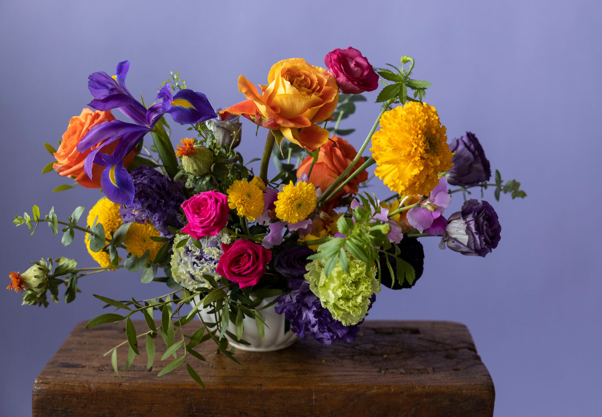 Low Table Centrepiece in Hidcote Brights by Charlotte Puxley Flowers
